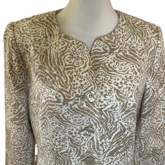 Talbots cream & tan textured button jacket  Size 6 - Picture 6 of 9
